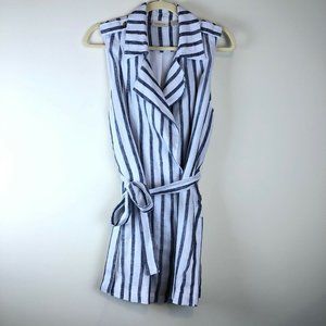 Chico's Linen Striped Belted Top